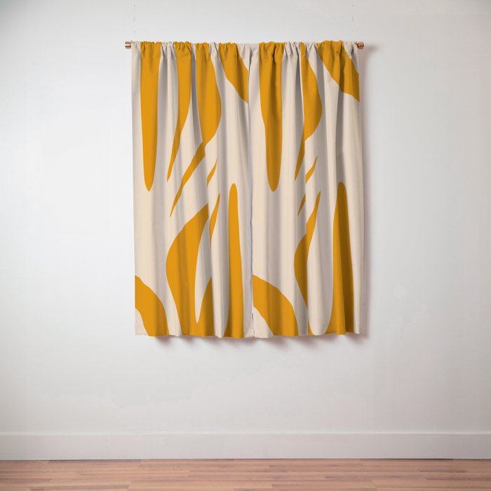 Maldives Minimalist Botanical Abstract in Honey Mustard  Window Curtain Gallery Image 3