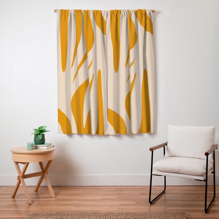 Maldives Minimalist Botanical Abstract in Honey Mustard  Window Curtain Gallery Image 7