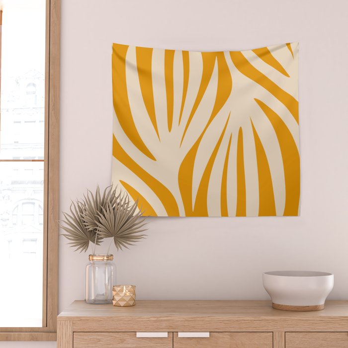 Maldives Minimalist Botanical Abstract in Honey Mustard  Wall Tapestry Gallery Image 2