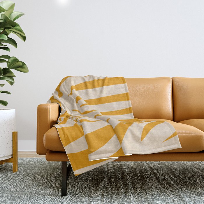Maldives Minimalist Botanical Abstract in Honey Mustard  Throw Blanket Gallery Image 1