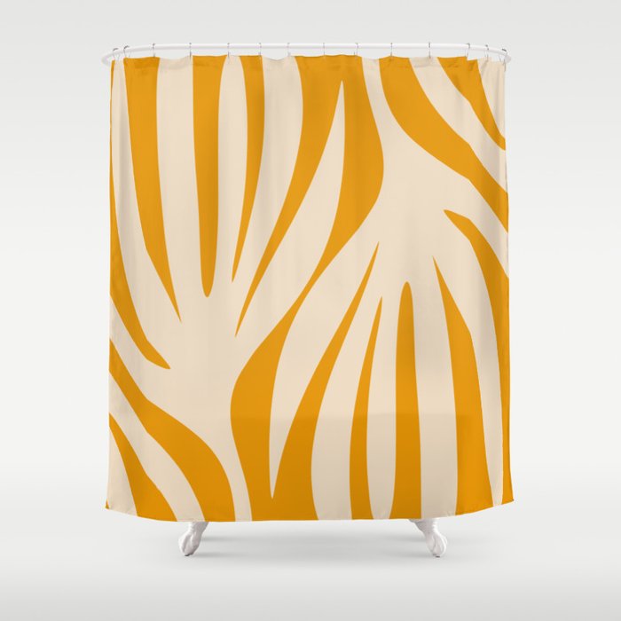 Maldives Minimalist Botanical Abstract in Honey Mustard  Shower Curtain Gallery Image 1