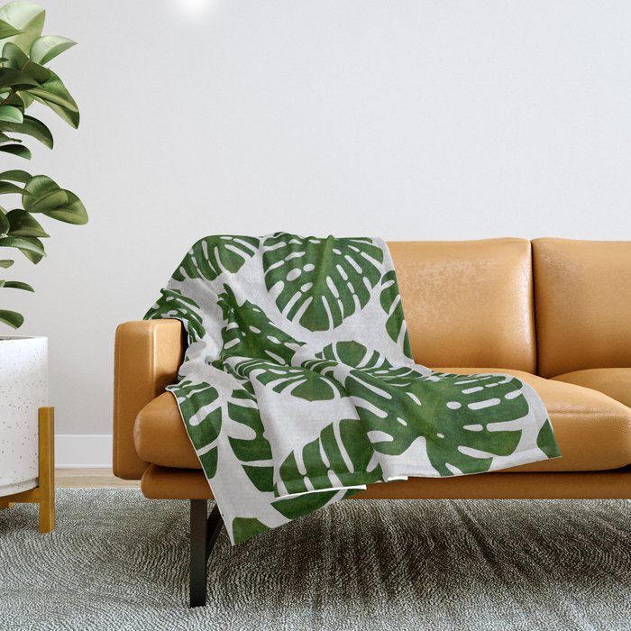 Monstera Leaf III Throw Blanket Gallery Image 1