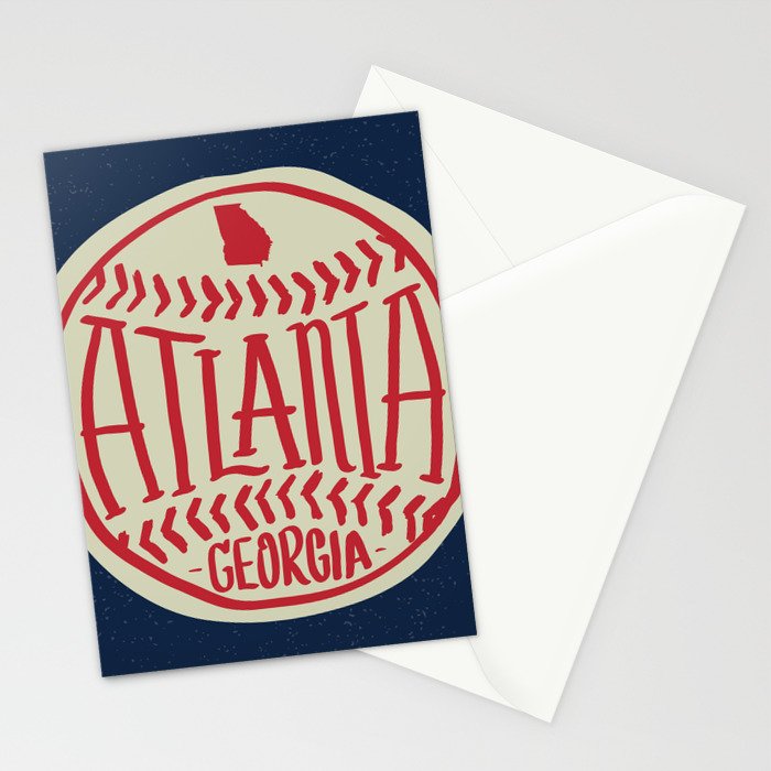 Atlanta Georgia Baseball - Hand Drawn, Script Typography Stationery Card Gallery Image 2