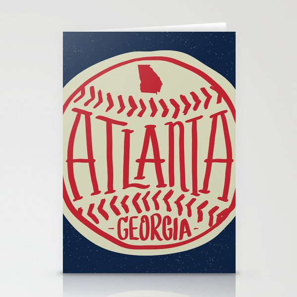 Atlanta Georgia Baseball - Hand Drawn, Script Typography Stationery Card Gallery Image 2