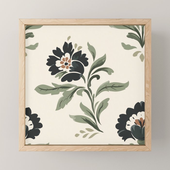 Elegant Vintage Floral Pattern Mini Art Print Gallery Image 1