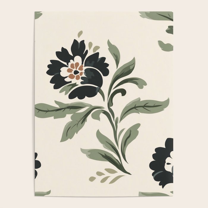 Elegant Vintage Floral Pattern Poster Gallery Image 1