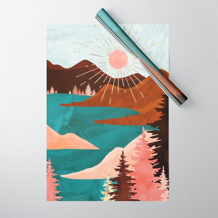 Retro Lake Wrapping Paper Gallery Image 1