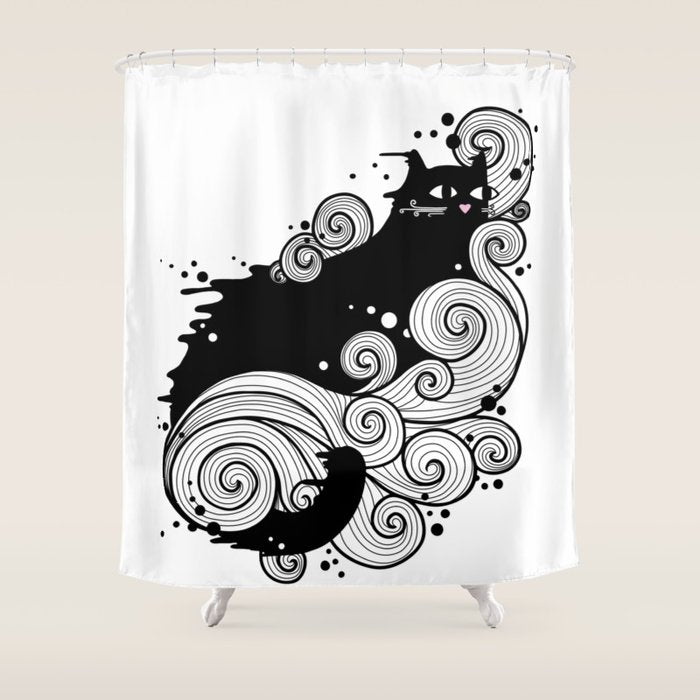 The Cat and the Sea Shower Curtain Gallery Image 1