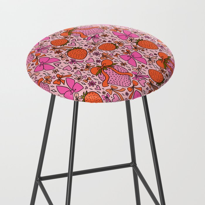 Strawberries and Bows Print Stool Gallery Image 2