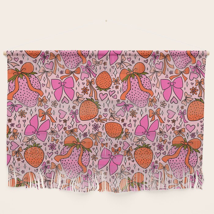 Strawberries and Bows Print Wall Hanging Gallery Image 1