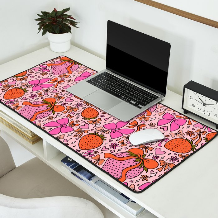 Strawberries and Bows Print Desk Mat Gallery Image 2