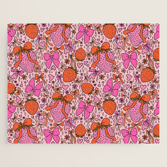 Strawberries and Bows Print Jigsaw Puzzle Gallery Image 1