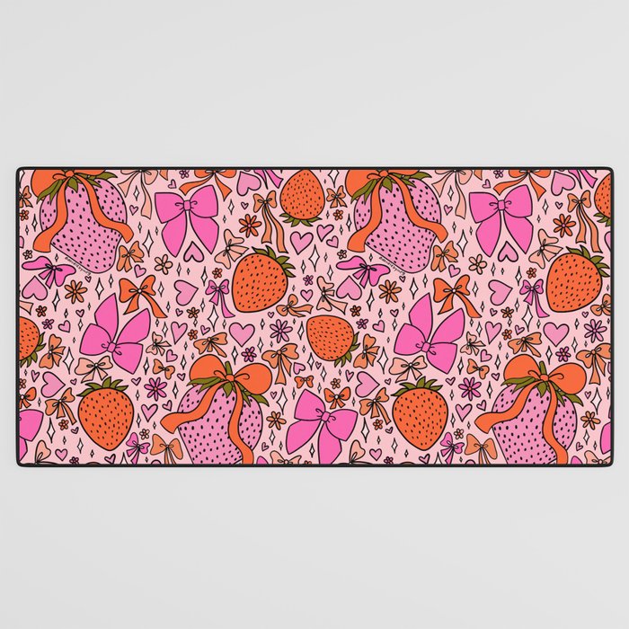 Strawberries and Bows Print Desk Mat Gallery Image 3