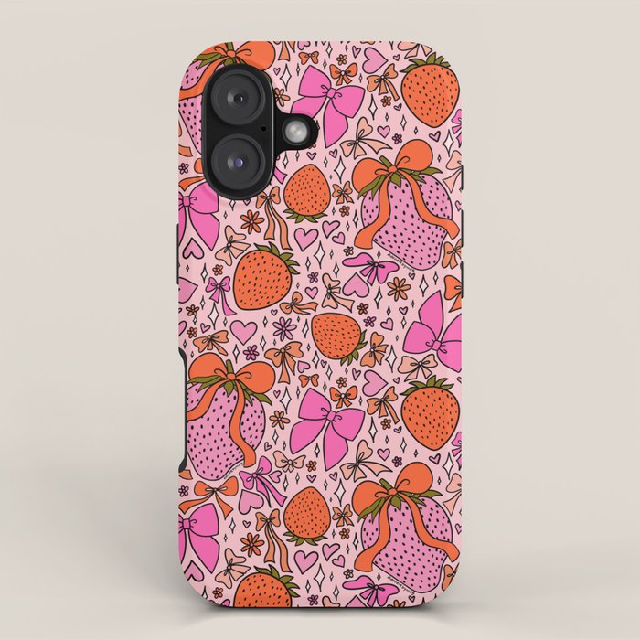Strawberries and Bows Print iPhone Case Gallery Image 1