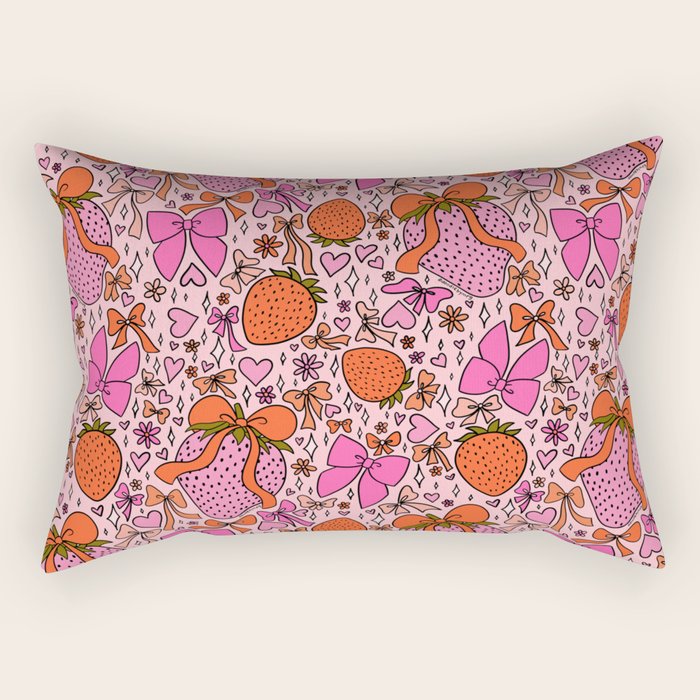 Strawberries and Bows Print Rectangular Pillow Gallery Image 2