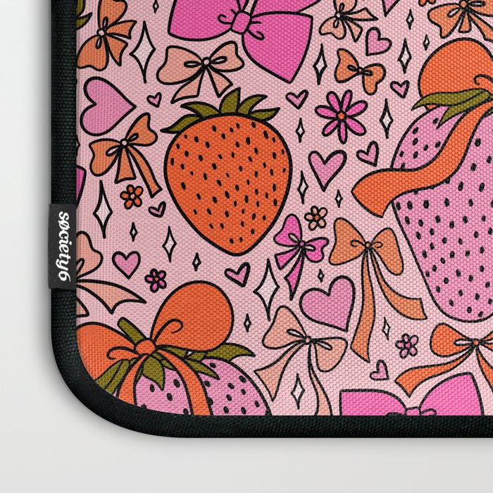 Strawberries and Bows Print Laptop Sleeve Gallery Image 3