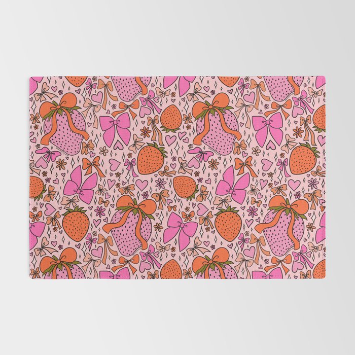 Strawberries and Bows Print Rug Gallery Image 2