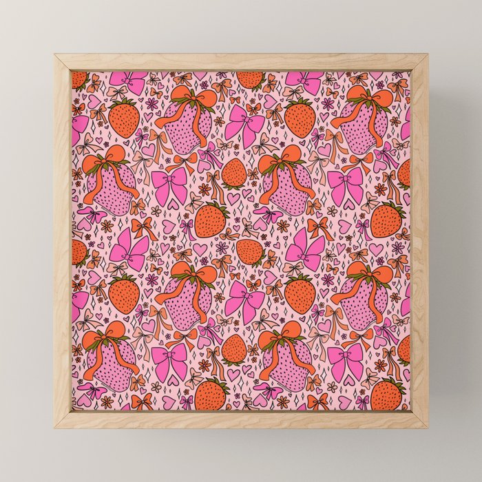 Strawberries and Bows Print Mini Art Print Gallery Image 1