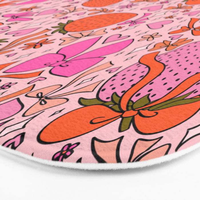Strawberries and Bows Print Bath Mat Gallery Image 3