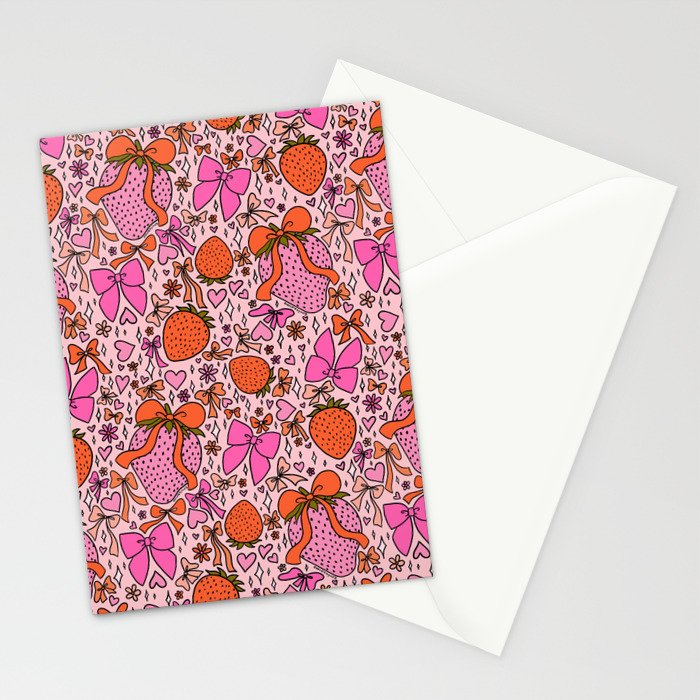 Strawberries and Bows Print Stationery Card Gallery Image 2