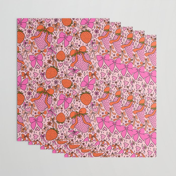 Strawberries and Bows Print Wrapping Paper Gallery Image 3