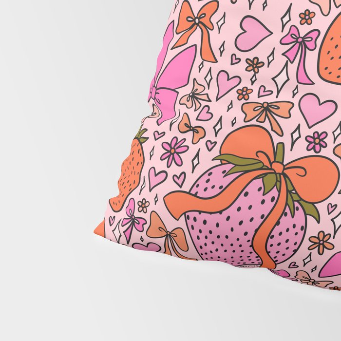 Strawberries and Bows Print Pillow Sham Gallery Image 4