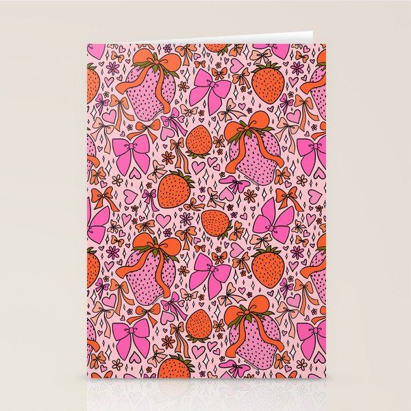 Strawberries and Bows Print Stationery Card Gallery Image 1