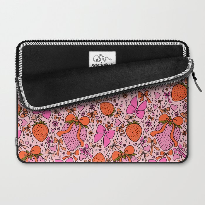 Strawberries and Bows Print Laptop Sleeve Gallery Image 2