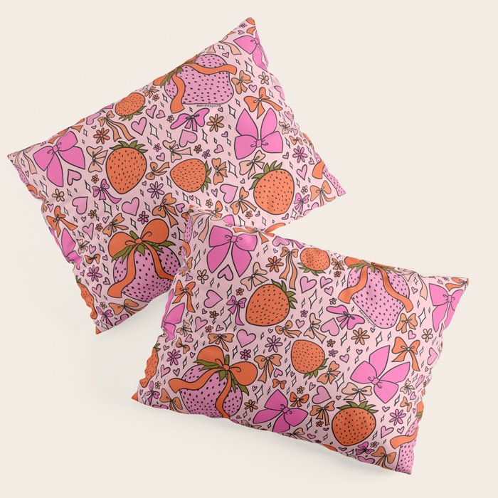 Strawberries and Bows Print Pillow Sham Gallery Image 3