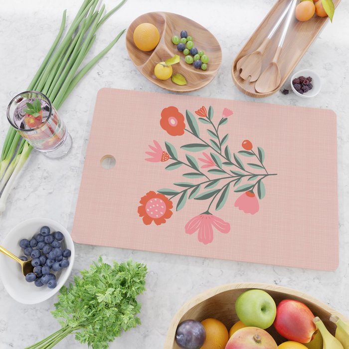 Pink Folk Bouquet Cutting Board Gallery Image 2