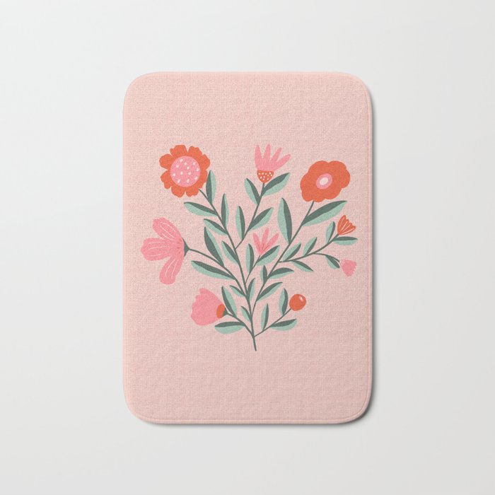 Pink Folk Bouquet Bath Mat Gallery Image 1