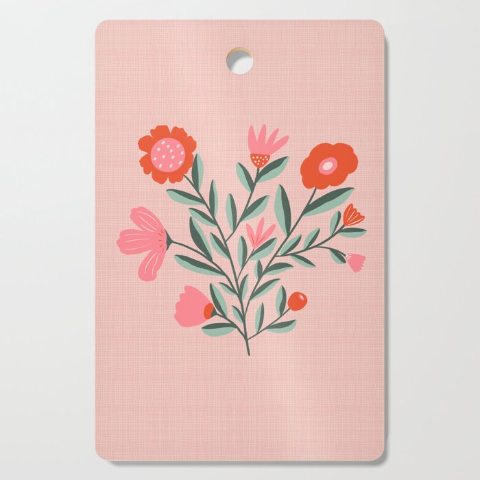 Pink Folk Bouquet Cutting Board Gallery Image 1