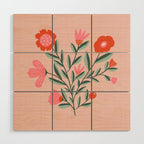 Pink Folk Bouquet Wood Wall Art Gallery Image 1