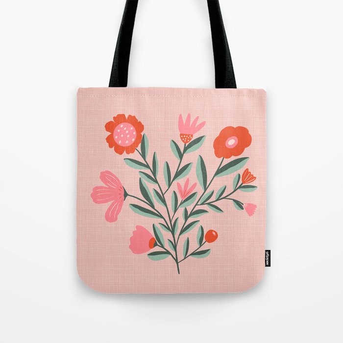 Pink Folk Bouquet Tote Bag Gallery Image 1