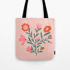 Pink Folk Bouquet Tote Bag Gallery Image 1