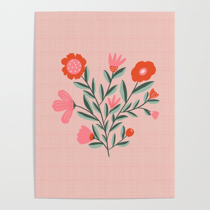 Pink Folk Bouquet Poster Gallery Image 4