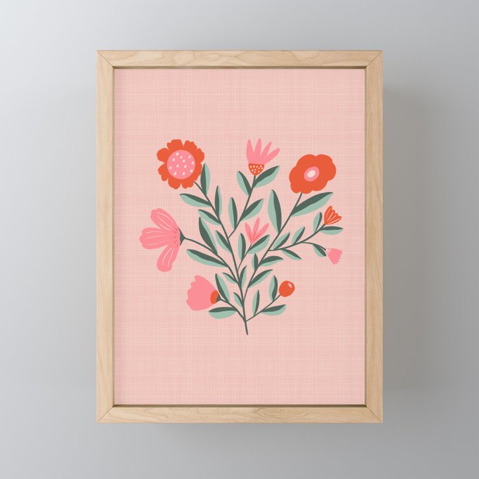 Pink Folk Bouquet Mini Art Print Gallery Image 1