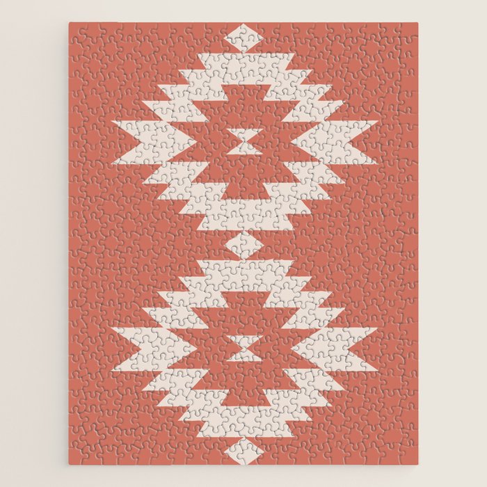 Southwestern Minimalism - Bright Coral Red Jigsaw Puzzle Gallery Image 1