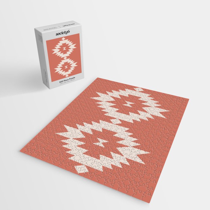 Southwestern Minimalism - Bright Coral Red Jigsaw Puzzle Gallery Image 2
