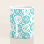 Mid Century Modern Retro Checkered Atomic Dots Pattern in Medium Turquoise and White Coffee Mug Gallery Image 4