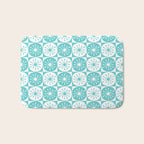 Mid Century Modern Retro Checkered Atomic Dots Pattern in Medium Turquoise and White Bath Mat Gallery Image 1