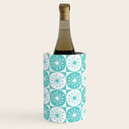 Mid Century Modern Retro Checkered Atomic Dots Pattern in Medium Turquoise and White Wine Chiller Gallery Image 2