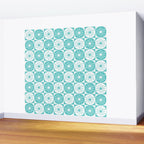 Mid Century Modern Retro Checkered Atomic Dots Pattern in Medium Turquoise and White Wall Mural Gallery Image 2