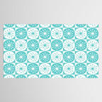 Mid Century Modern Retro Checkered Atomic Dots Pattern in Medium Turquoise and White Tablecloth Gallery Image 2