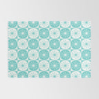 Mid Century Modern Retro Checkered Atomic Dots Pattern in Medium Turquoise and White Rug Gallery Image 2