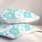 Mid Century Modern Retro Checkered Atomic Dots Pattern in Medium Turquoise and White Pillow Sham Gallery Image 3