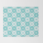 Mid Century Modern Retro Checkered Atomic Dots Pattern in Medium Turquoise and White Throw Blanket Gallery Image 2