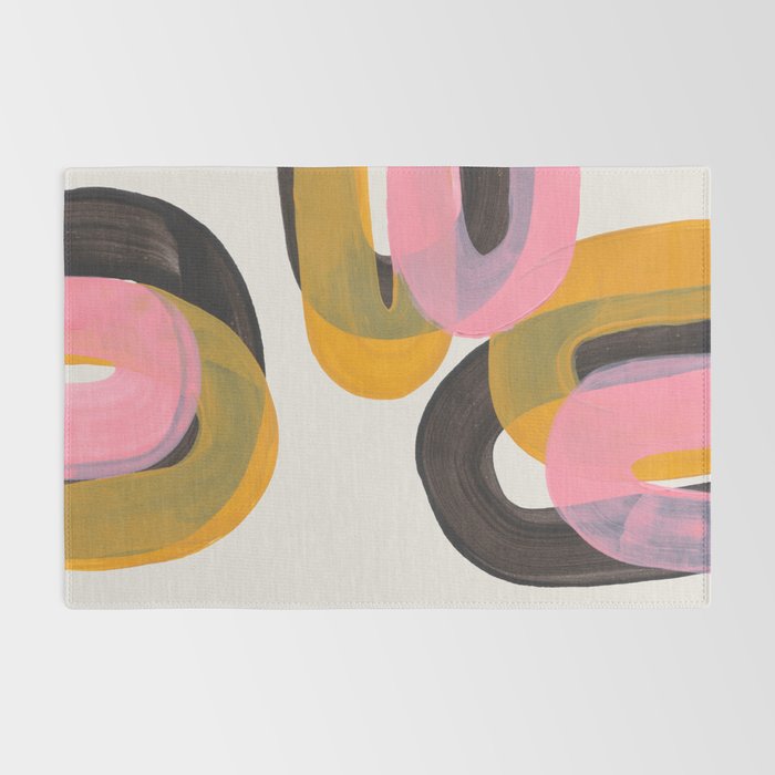 Hills Mid Century Modern Minimalist Fun Colorful Abstract Shapes Pink Yellow Black by Ejaaz Haniff Rug Gallery Image 2
