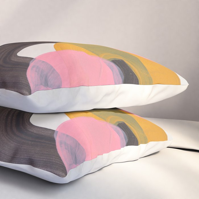 Hills Mid Century Modern Minimalist Fun Colorful Abstract Shapes Pink Yellow Black by Ejaaz Haniff Pillow Sham Gallery Image 3