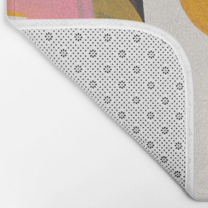 Hills Mid Century Modern Minimalist Fun Colorful Abstract Shapes Pink Yellow Black by Ejaaz Haniff Bath Mat Gallery Image 2